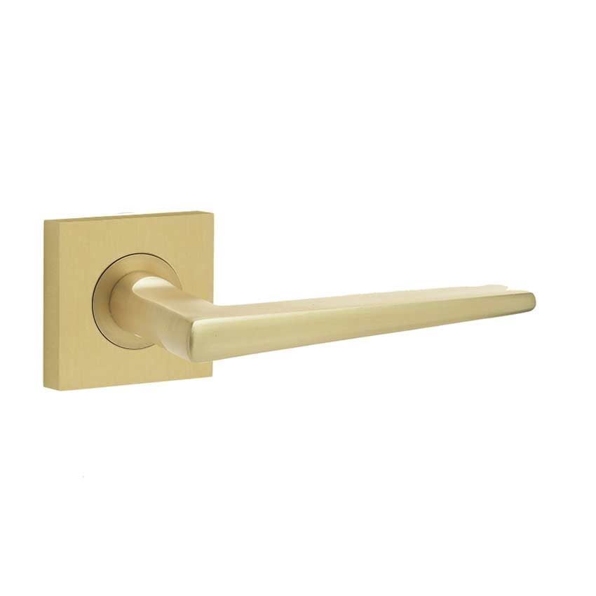 Mayfair Lever on a Plain Square Rose - Satin Brass - BUR10SB BUR150SB