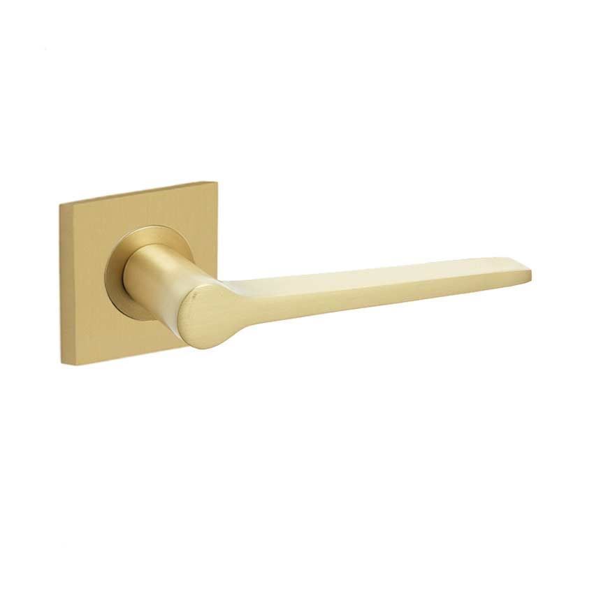 Knightsbridge Lever on a Plain Square Rose - Satin Brass - BUR20SB BUR150SB 