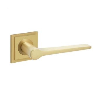 Knightsbridge Lever on a Stepped Square Rose - Satin Brass - BUR20SB BUR152SB  Knightsbridge Lever on a Stepped Square Rose - Satin Brass - BUR20SB BUR152SB
