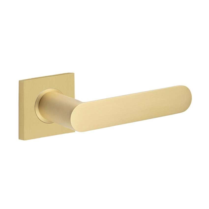 Kensington Lever on a Plain Square Rose - Satin Brass - BUR25SB BUR150SB