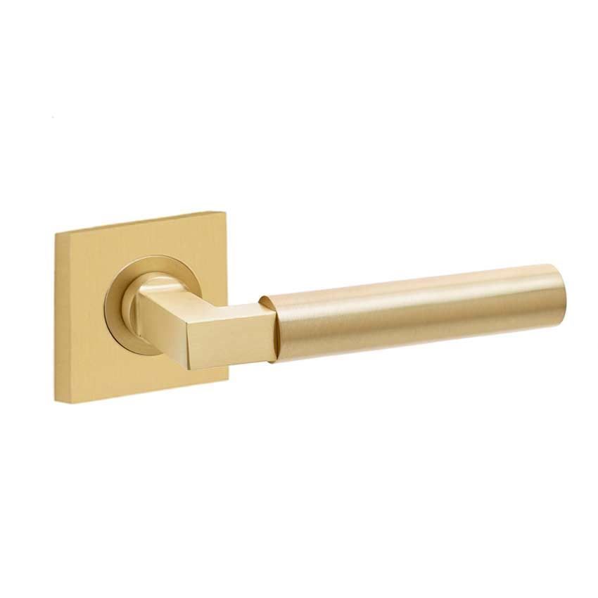 Westminster Lever on a Plain Square Rose - Satin Brass - BUR30SB BUR150SB