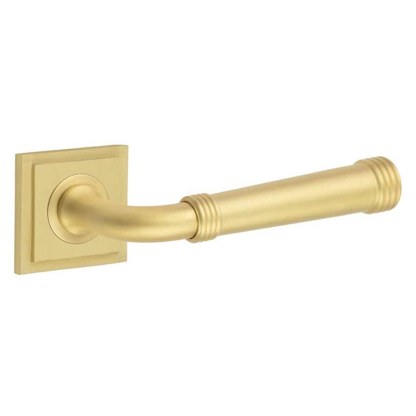 Highgate Lever on a Stepped Square Rose - Satin Brass - BUR35SB BUR152SB