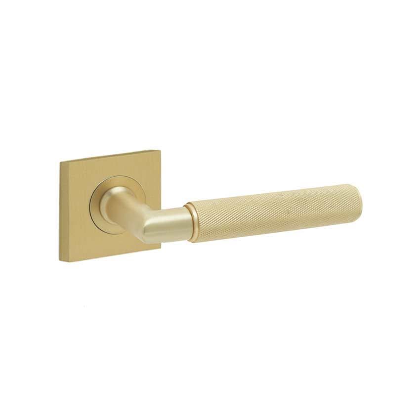 Piccadilly Lever on a Plain Square Rose - Satin Brass - BUR40SB BUR150SB