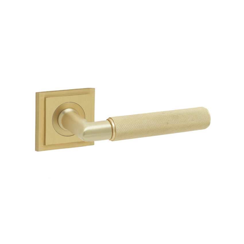 Piccadilly Lever on a Stepped Square Rose - Satin Brass - BUR40SB BUR152SB