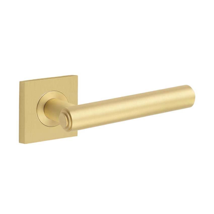 Richmond Lever on a Plain Square Rose - Satin Brass - BUR45SB BUR150SB 