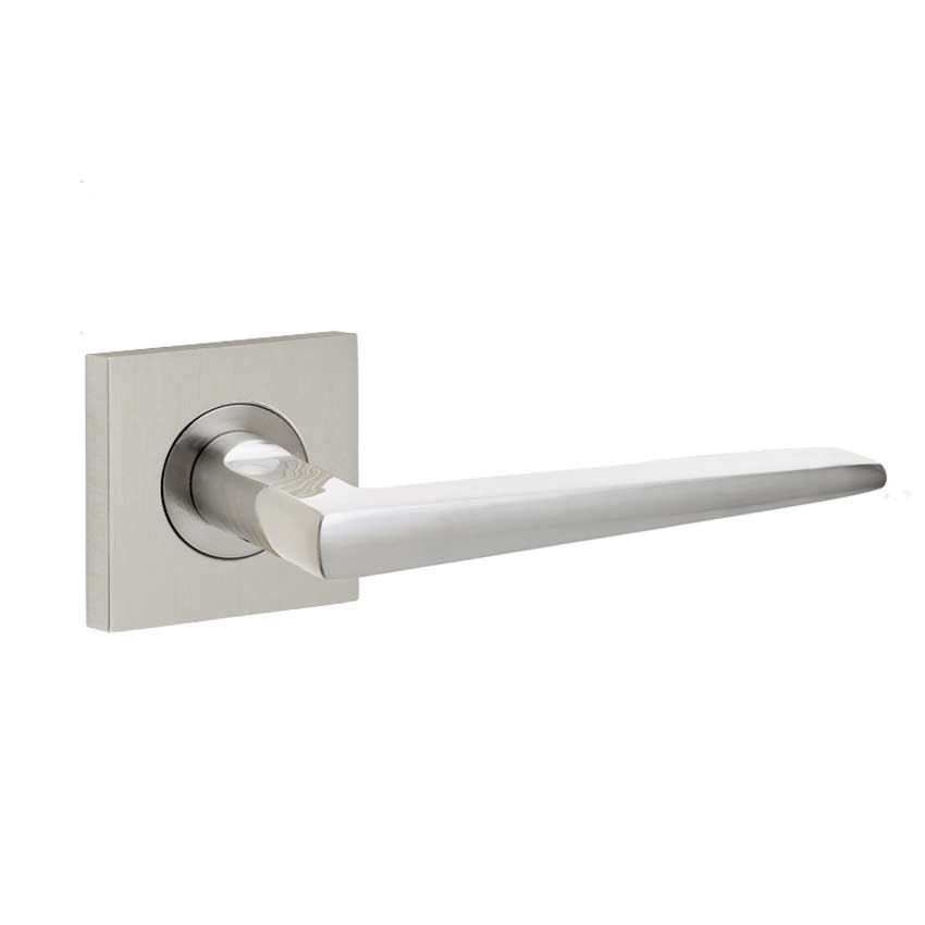 Mayfair Lever on a Plain Square Rose - Satin Nickel - BUR10SN BUR150SN