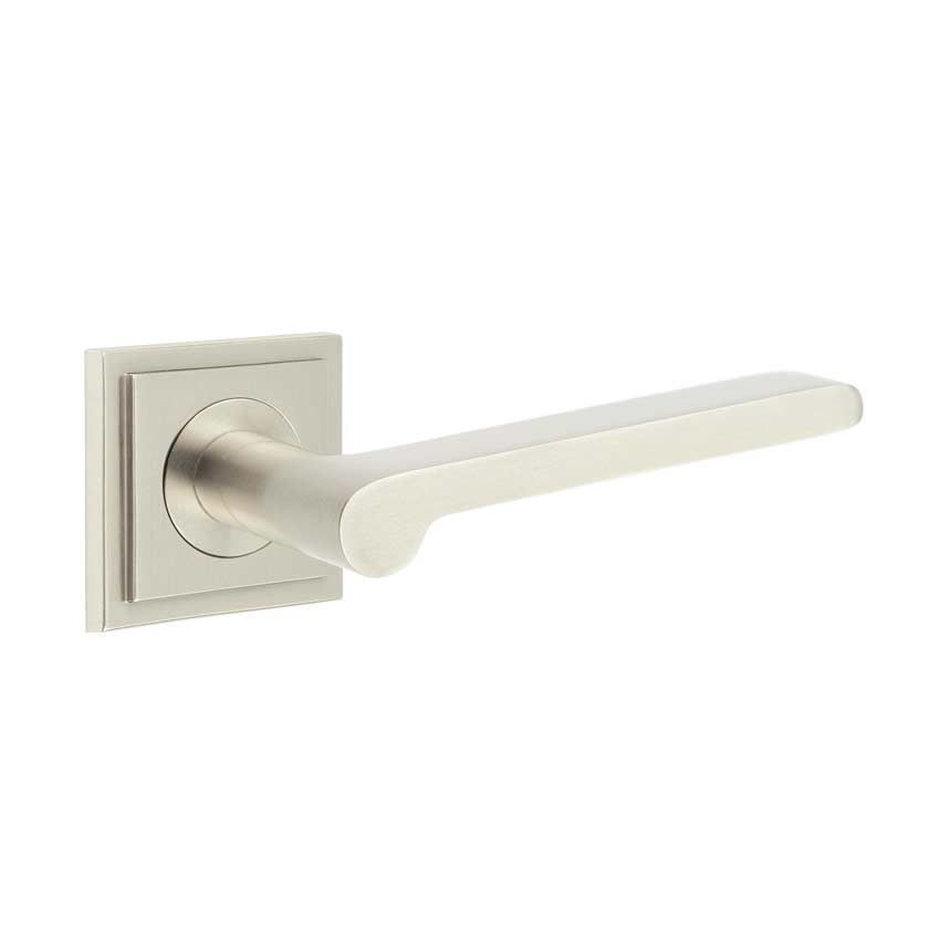 Fitzrovia Lever on a Stepped Square Rose - Satin Nickel - BUR15SN BUR152SN 