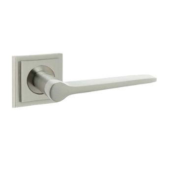 Knightsbridge Lever on a Stepped Square Rose - Satin Nickel - BUR20SN BUR152SN Knightsbridge Lever on a Stepped Square Rose - Satin Nickel - BUR20SN BUR152SN