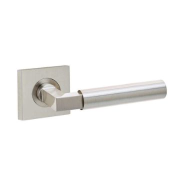 Westminster Lever on a Plain Square Rose - Satin Nickel - BUR30SN BUR150SN  Westminster Lever on a Plain Square Rose - Satin Nickel - BUR30SN BUR150SN