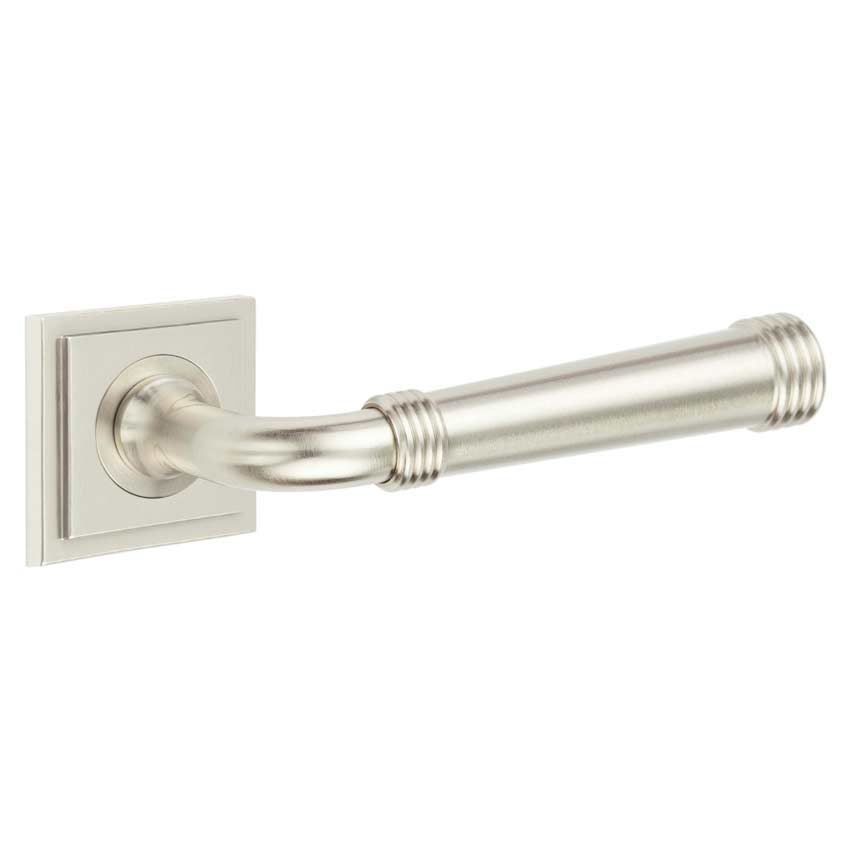 Highgate Lever on a Stepped Square Rose - Satin Nickel - BUR35SN BUR152SN