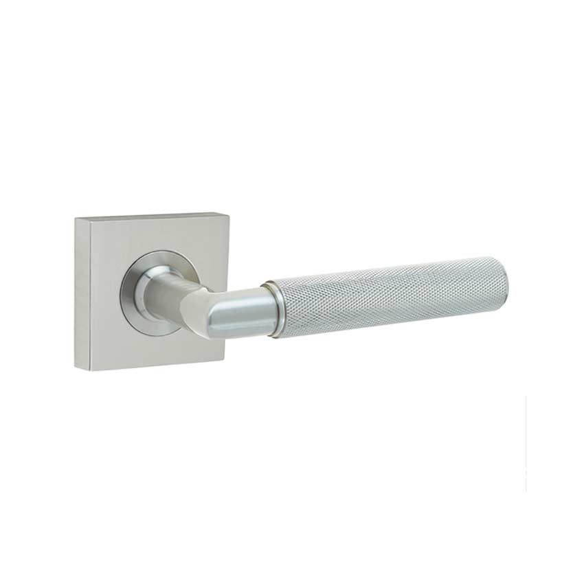 Piccadilly Lever on a Plain Square Rose - Satin Nickel - BUR40SB BUR150SN 