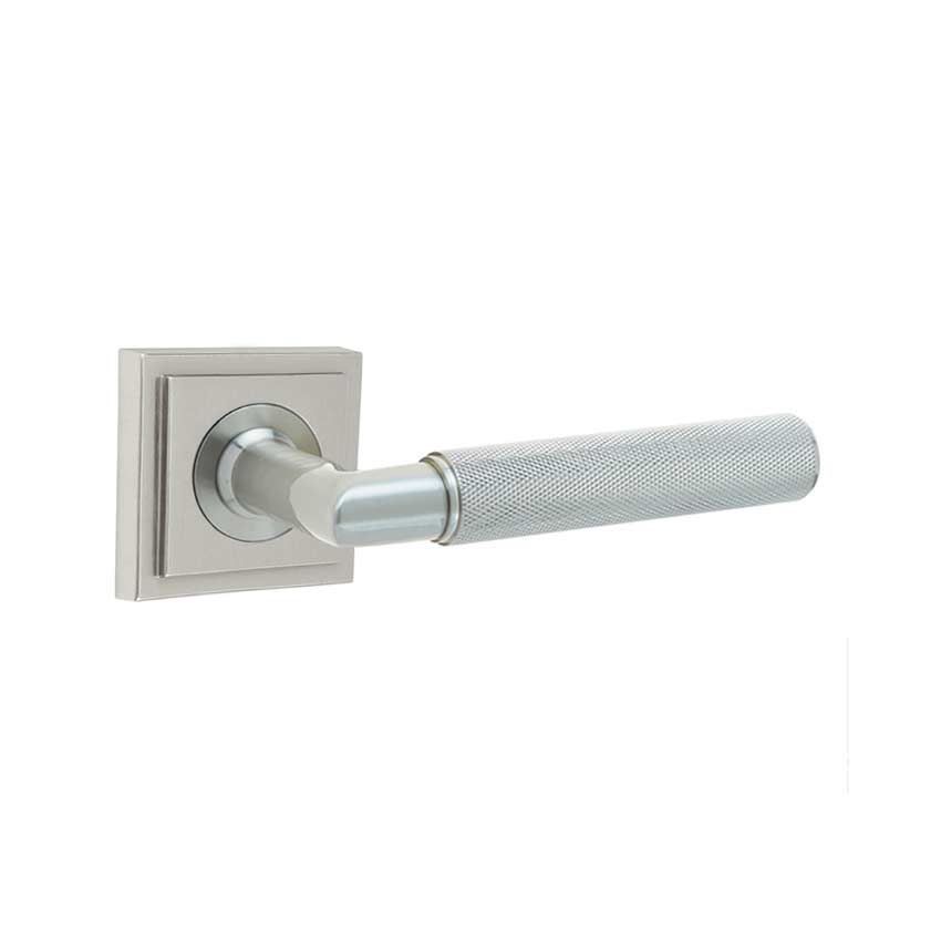 Piccadilly Lever on a Stepped Square Rose - Satin Nickel - BUR40SN BUR152SN 