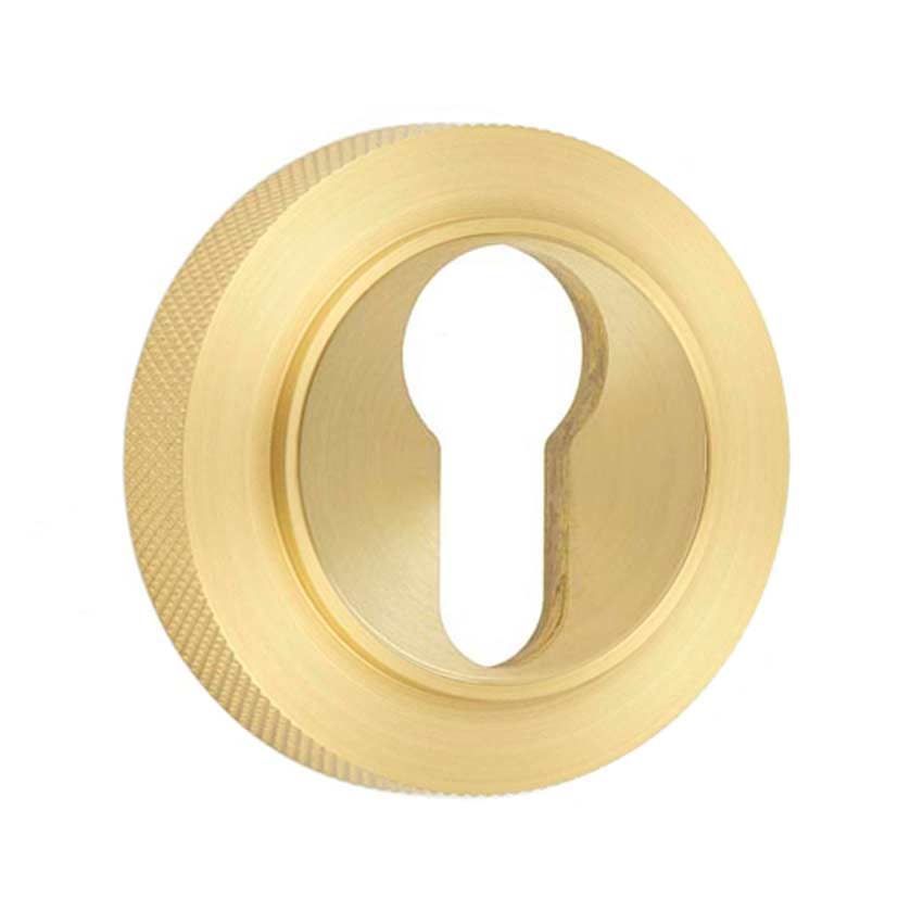 Burlington Euro Profile Escutcheon with a Knurled Rose - Satin Brass - BUR61SB BUR75SB