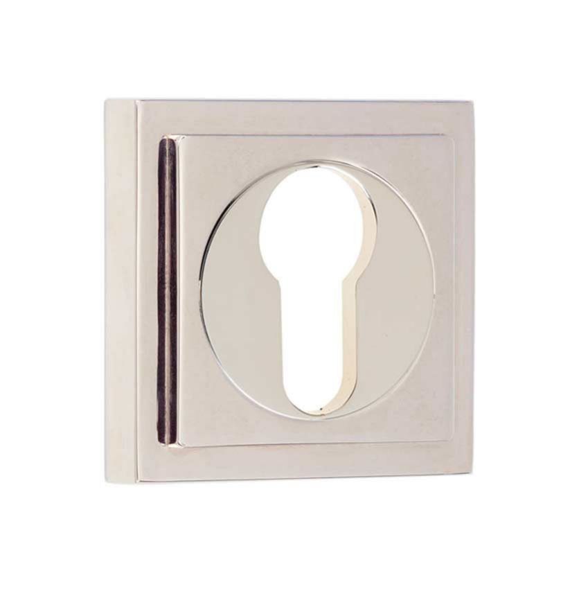 Burlington Euro Profile Escutcheon on a Stepped Square Rose - Polished Nickel - BUR61PN BUR173PN