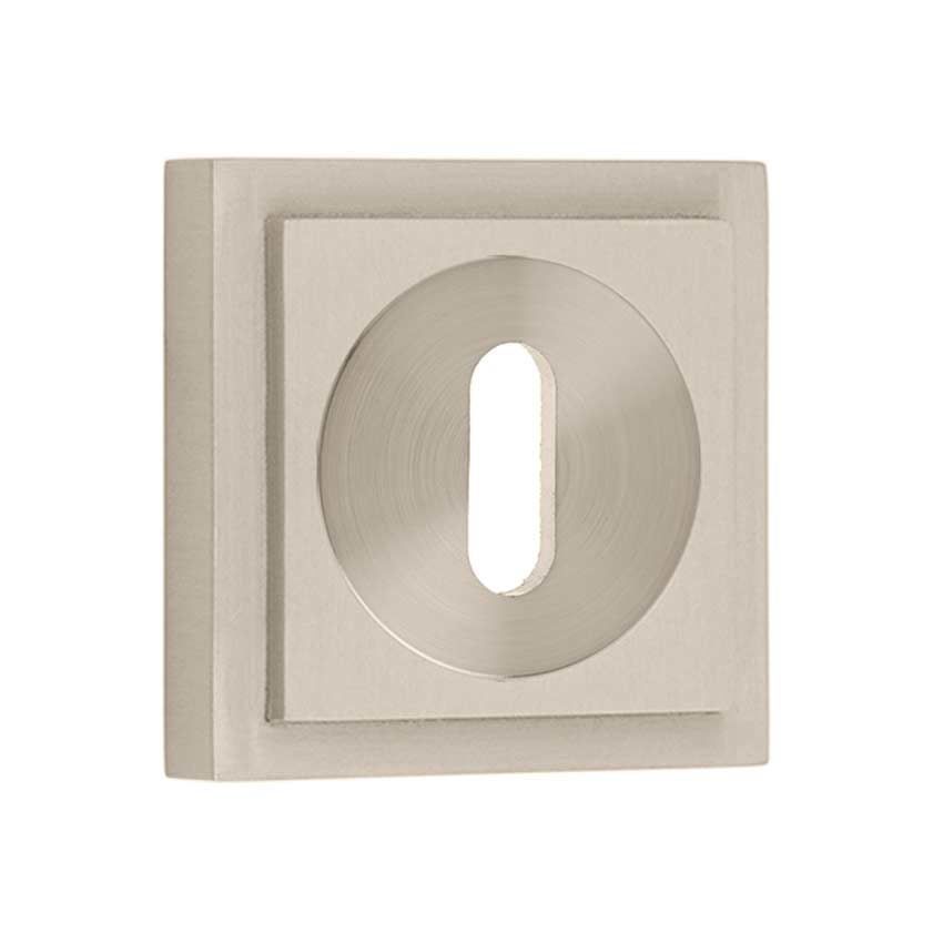 Burlington Standard Profile Escutcheon on a Stepped Square Rose - Satin Nickel - BUR60SN BUR173SN 