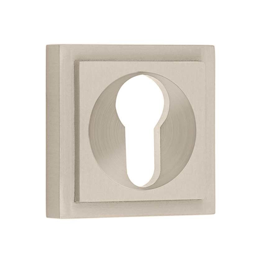 Burlington Euro Profile Escutcheon on a Stepped Square Rose - Satin Nickel - BUR61SN BUR173SN 