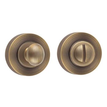 Burlington Turn and Release with Knurled Rose- Antique Brass- BUR80AB BUR55AB  Burlington Turn and Release with Knurled Rose- Antique Brass- BUR80AB BUR55AB