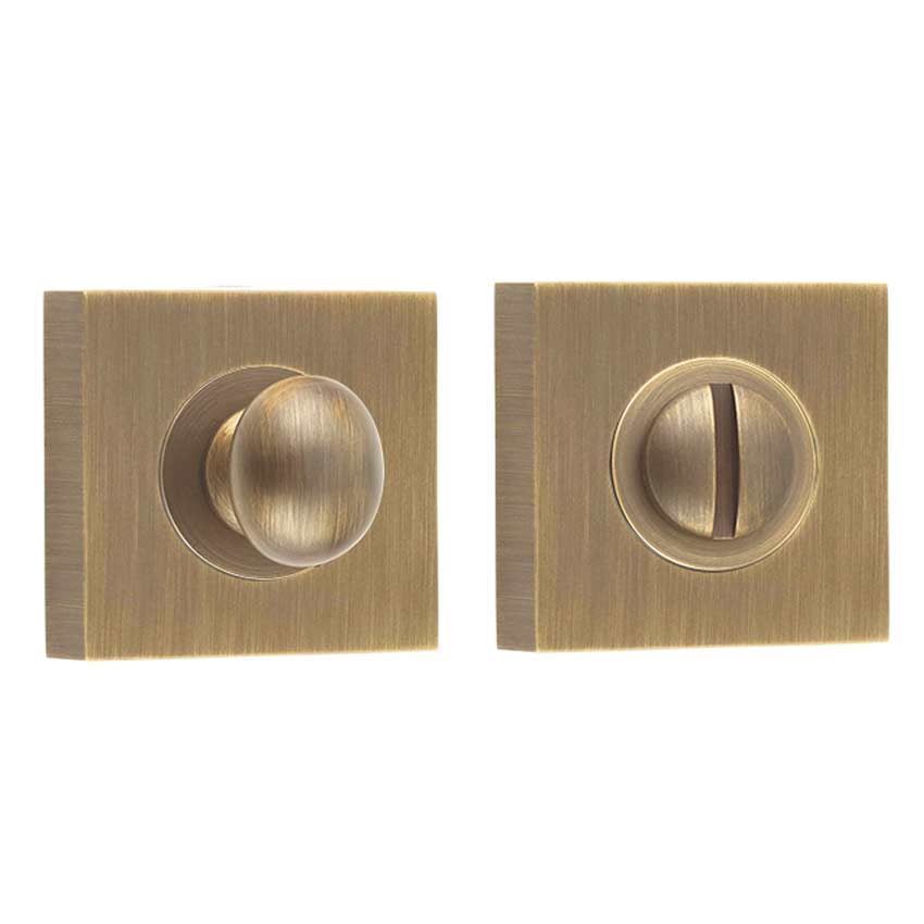 Burlington Turn and Release with a Plain Square Rose - Antique Brass - BUR80AB BUR150AB 