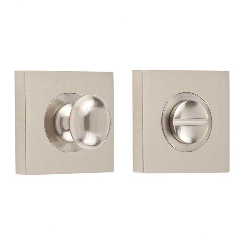 Burlington Turn and Release with a Plain Square Rose - Satin Nickel - BUR80SN BUR150SN 