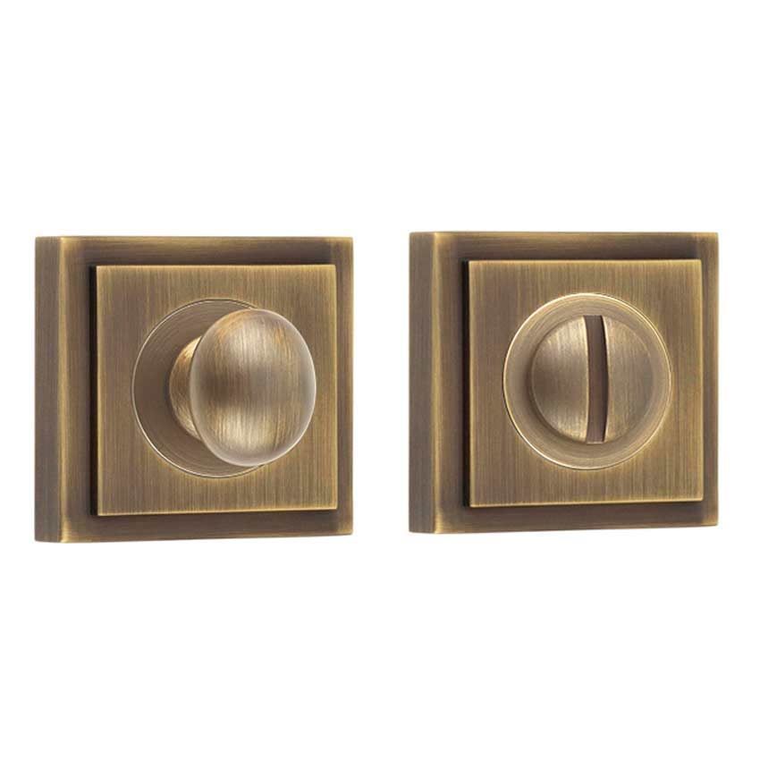 Burlington Turn and Release with a Stepped Square Rose - Antique Brass - BUR80AB BUR152AB 