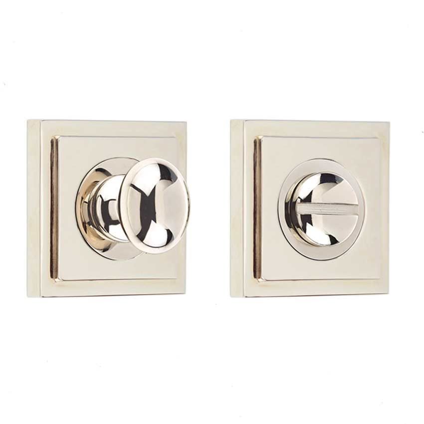 Burlington Turn and Release with a Stepped Square Rose - Polished Nickel - BUR80PN BUR152PN