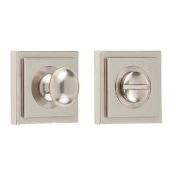 Burlington Turn and Release with a Stepped Square Rose - Satin Nickel - BUR80SN BUR152SN Burlington Turn and Release with a Stepped Square Rose - Satin Nickel - BUR80SN BUR152SN