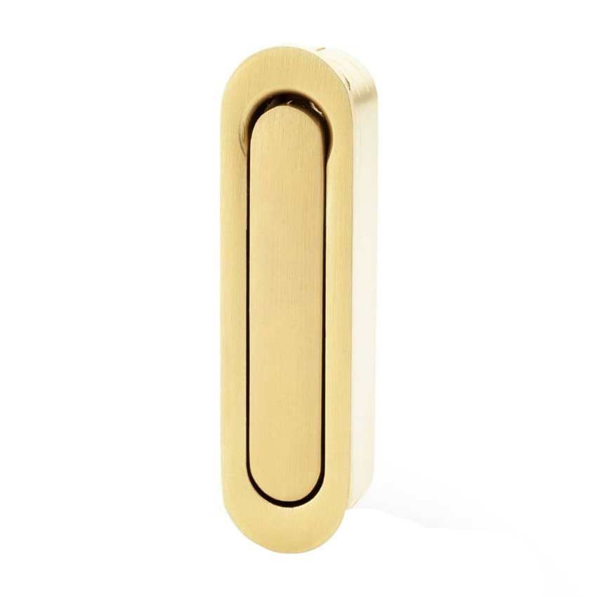 Pocket Door Radius Edge Pull in Satin Brass PVD - AW991SBPVD