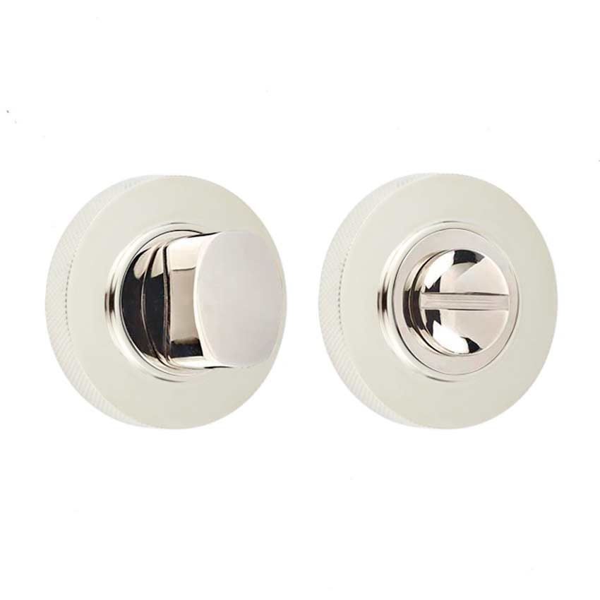 Burlington Round Turn and Release with Knurled Rose - Polished Nickel - BUR81PN BUR55PN