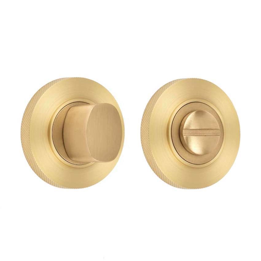 Burlington Round Turn and Release with Knurled Rose - Satin Brass - BUR81SB BUR55SB