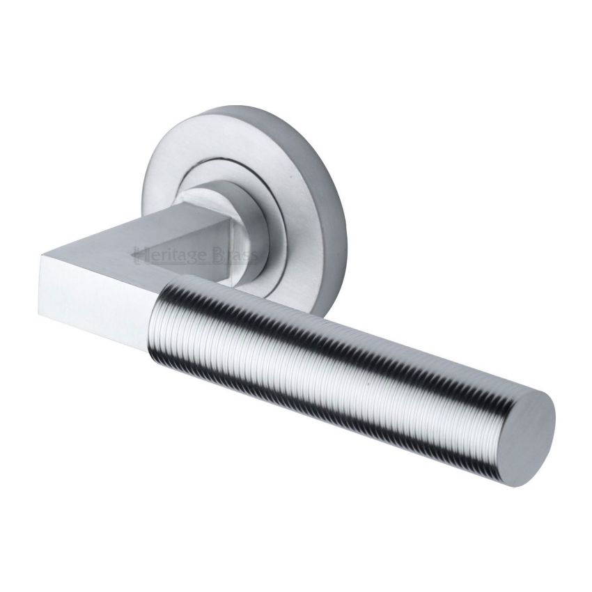 Spectral Door Handle on Round Rose in Satin Chrome - RS2261-SC
