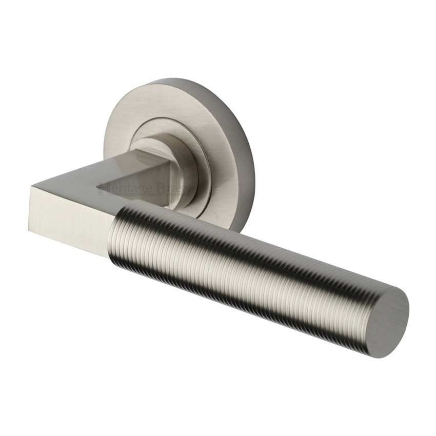 Spectral Door Handle on Round Rose in Satin Nickel - RS2261-SN