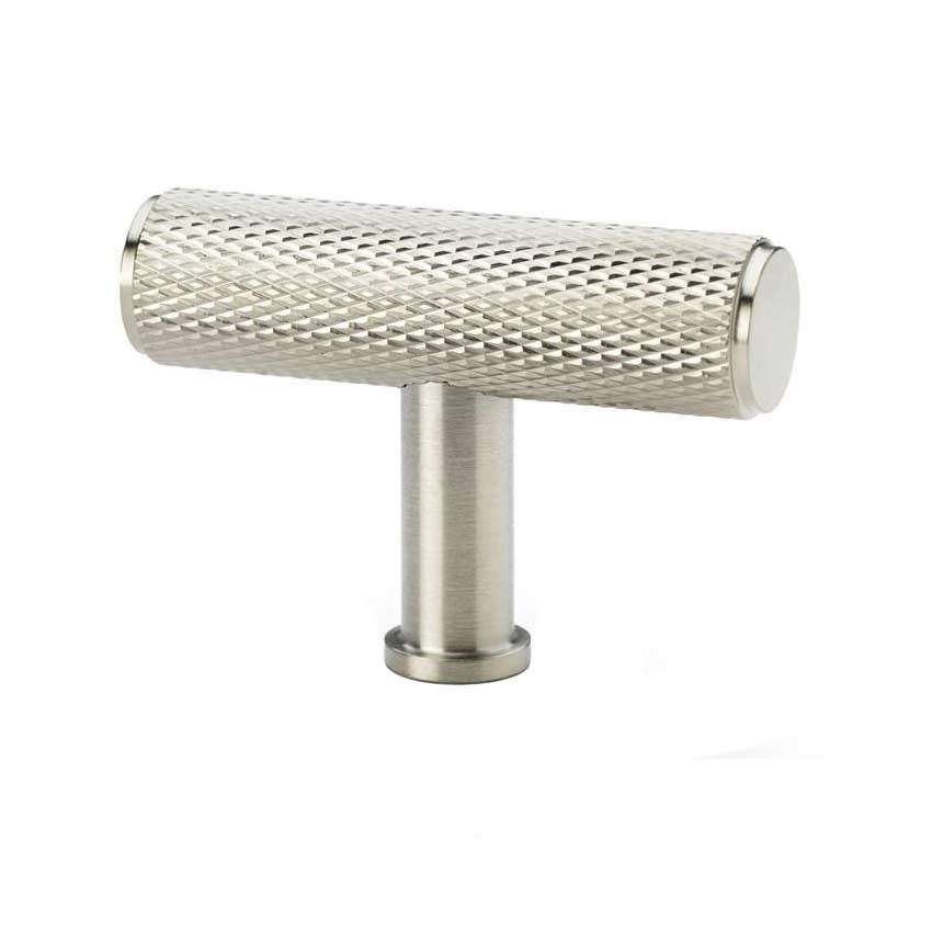 Knurled T-Bar cupboard Knob in PVD Satin Nickel Finish - AW801-55-SNPVD 