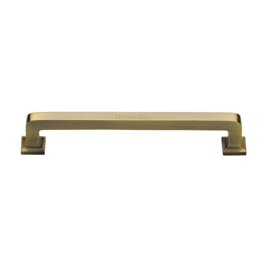 Square Vintage Cabinet Pull Handle in Antique Brass - C3964-AT