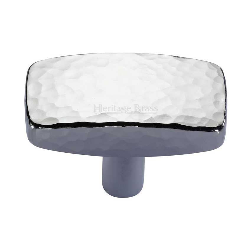 Rectangular Hammered Cabinet Knob in Polished Chrome - C3386-PC 