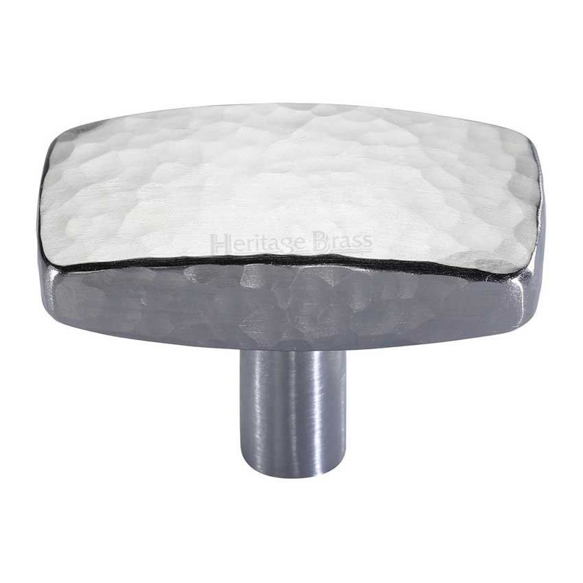 Rectangular Hammered Cabinet Knob in Satin Chrome - C3386-SC 