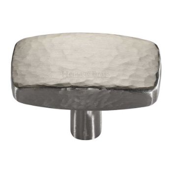 Rectangular Hammered Cabinet Knob in Satin Nickel - C3386-SN  Rectangular Hammered Cabinet Knob in Satin Nickel - C3386-SN