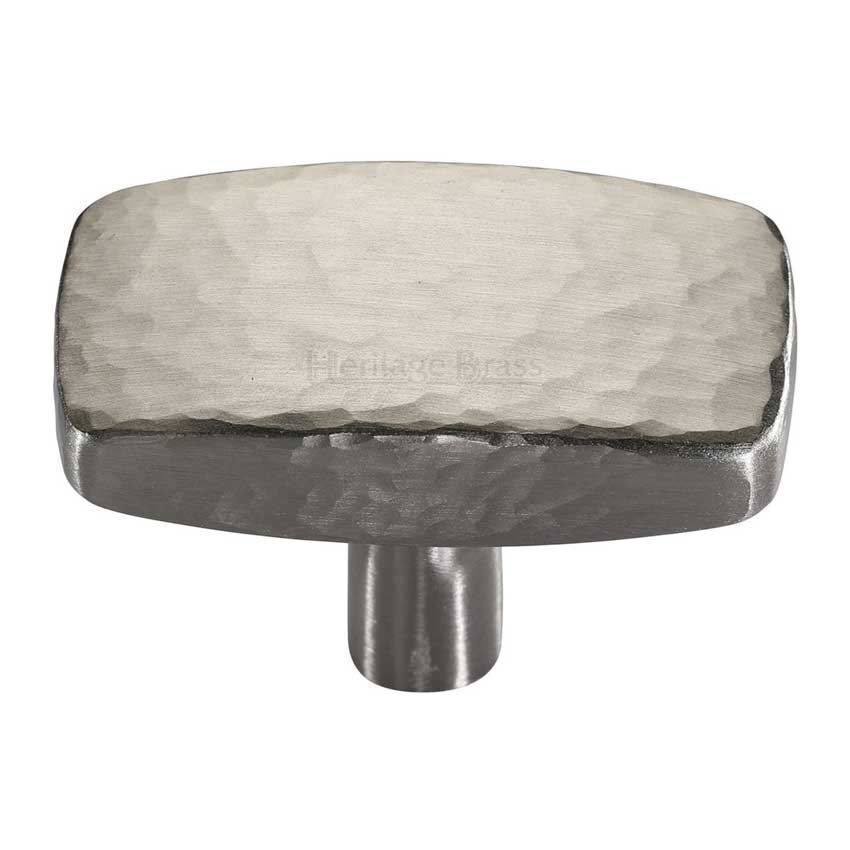 Rectangular Hammered Cabinet Knob in Satin Nickel - C3386-SN 