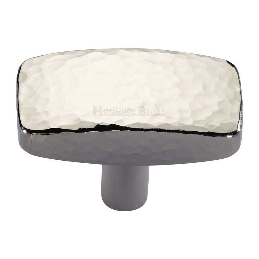 Rectangular Hammered Cabinet Knob in Polished Nickel - C3386-PNF