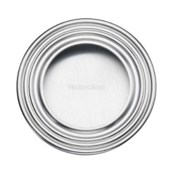 Round Reeded Flush Pull in Satin Chrome - C1837-SC Round Reeded Flush Pull in Satin Chrome - C1837-SC