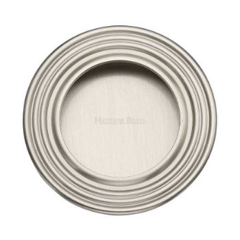 Round Reeded Flush Pull in Satin Nickel - C1837-SN Round Reeded Flush Pull in Satin Nickel - C1837-SN