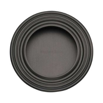 Round Reeded Flush Pull in Matt Bronze - C1837-MB Round Reeded Flush Pull in Matt Bronze - C1837-MB