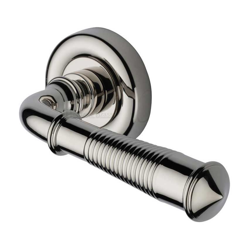 Colonial Reeded Door Handle in Polished Nickel - V1936-PNF 