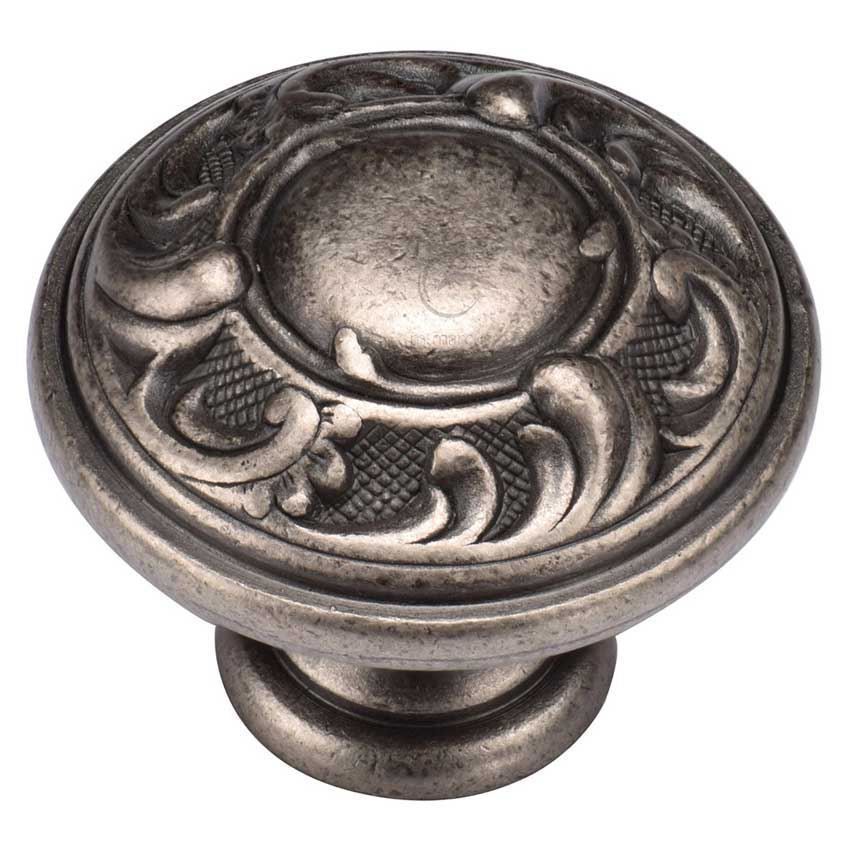 Vintage Round Cabinet Knob in Distressed Pewter - TK4401-035-DPW