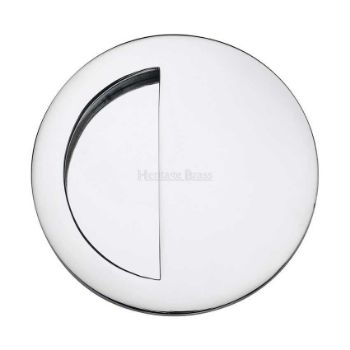 Round Half Moon Flush Pull in Polished Chrome - C1845-PC  Round Half Moon Flush Pull in Polished Chrome - C1845-PC