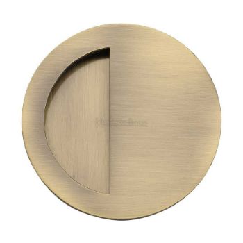 Round Half Moon Flush Pull in Antique Brass - C1845-AT  Round Half Moon Flush Pull in Antique Brass - C1845-AT