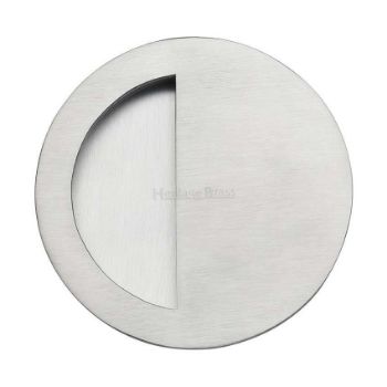 Round Half Moon Flush Pull in Satin Chrome - C1845-SC  Round Half Moon Flush Pull in Satin Chrome - C1845-SC