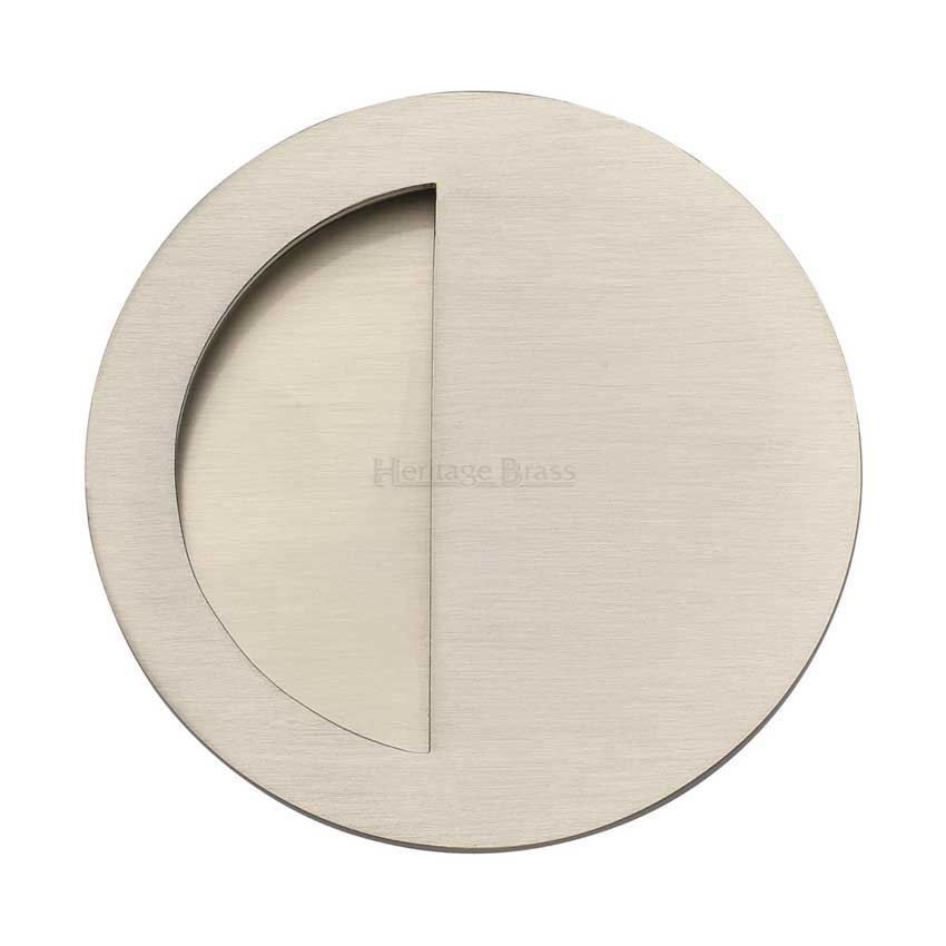 Round Half Moon Flush Pull in Satin Nickel - C1845-SN