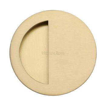 Round Half Moon Flush Pull in Satin Brass - C1845-SB Round Half Moon Flush Pull in Satin Brass - C1845-SB