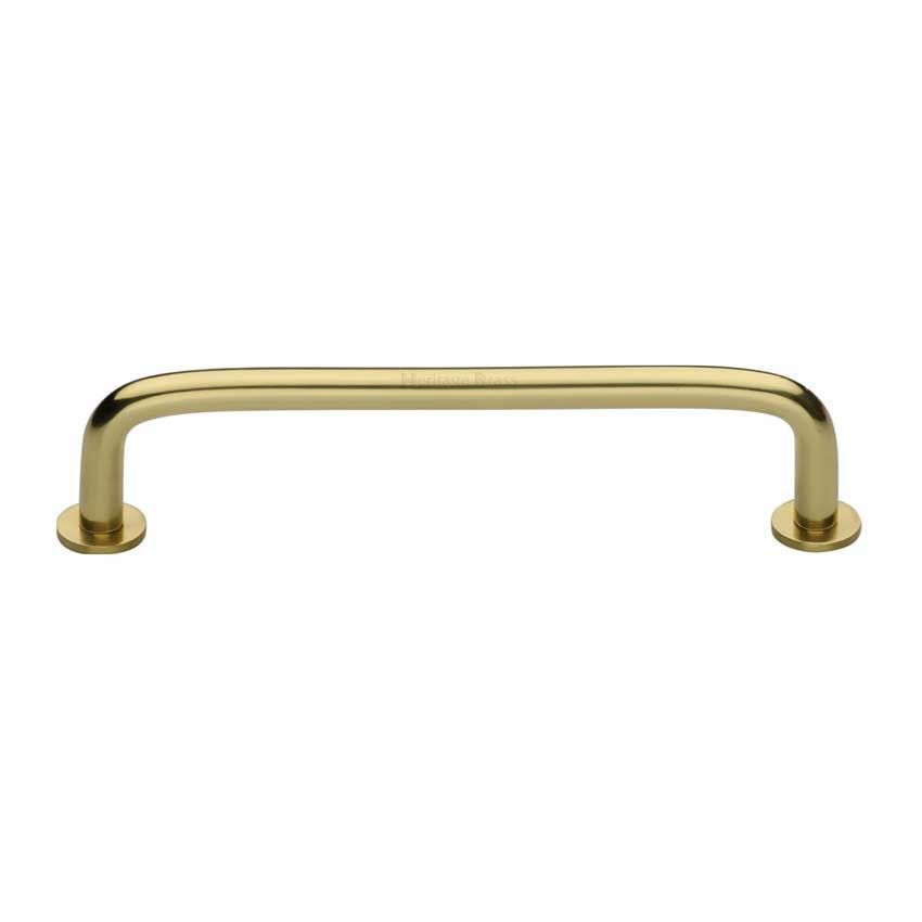 Wire Cabinet Pull Handle with Rose in Polished Brass - C2156-PB 