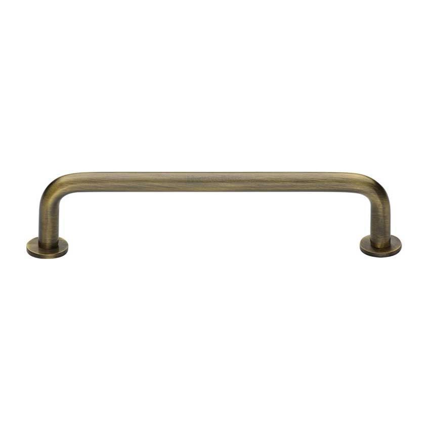 Wire Cabinet Pull Handle with Rose in Antique Brass - C2156-AT